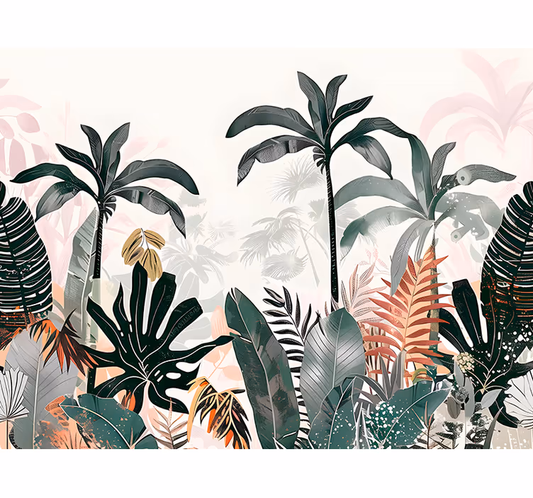 Mural de naturaleza hojas grandes tropicales - TenVinilo