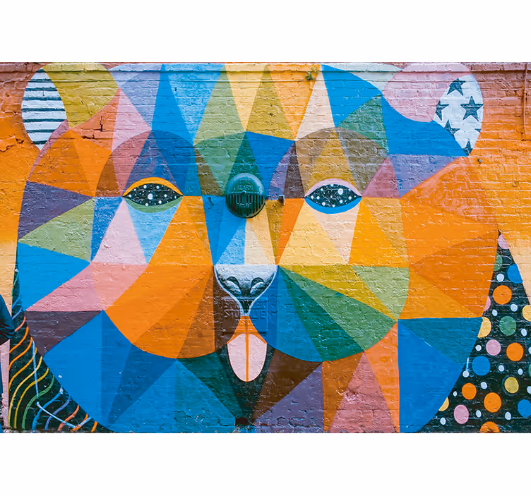 Mural graffiti felino geométrico - TenVinilo