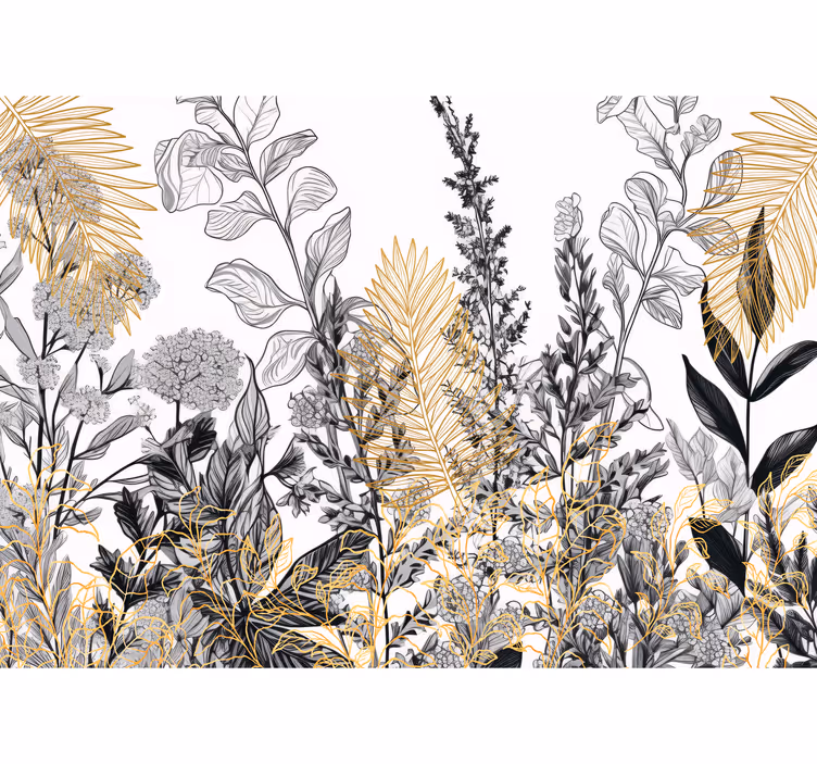Fotomural salón dibujos de plantas - TenVinilo