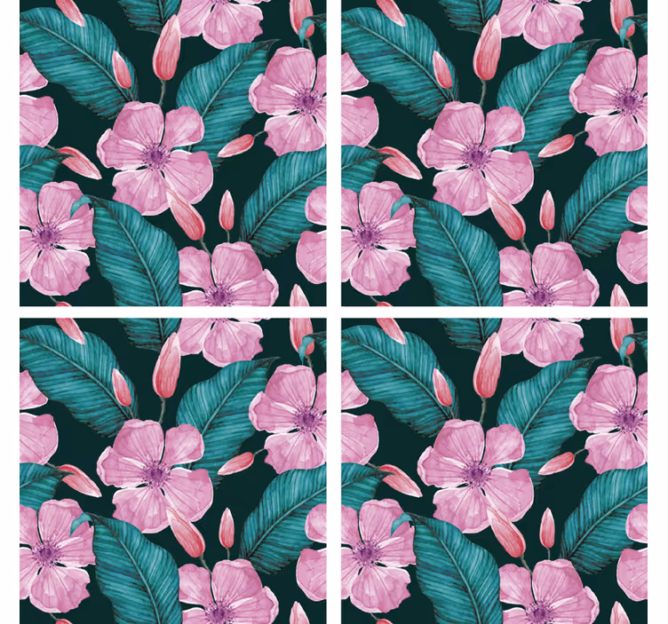 Portavasos patrón floral y de hojas - TenVinilo