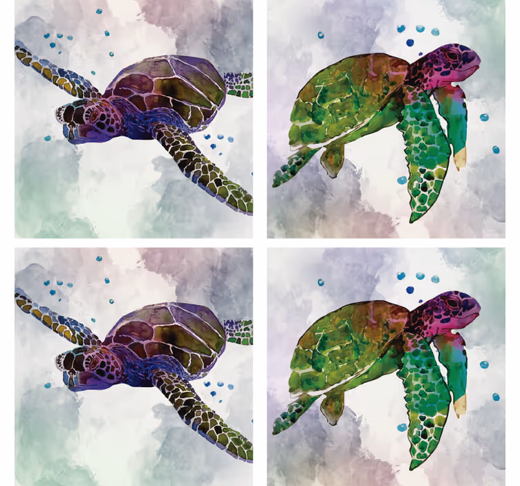 Posavasos de tortugas abstractas coloridas - TenVinilo
