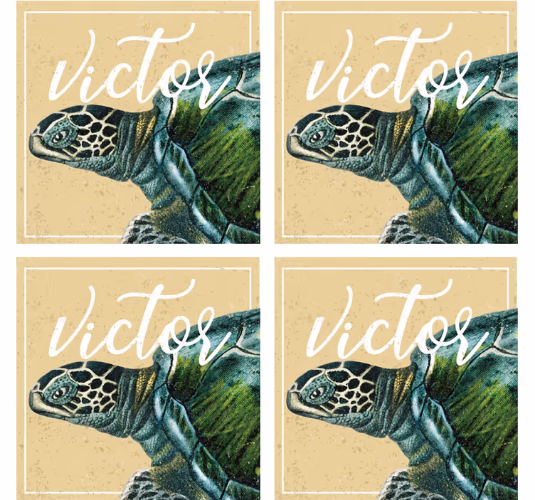 Portavasos personalizable ilustración de tortuga con nombre - TenVinilo
