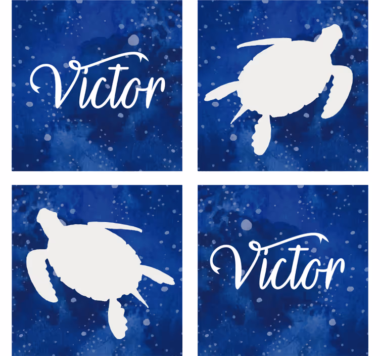 Portavasos personalizable silueta de tortuga azul - TenVinilo