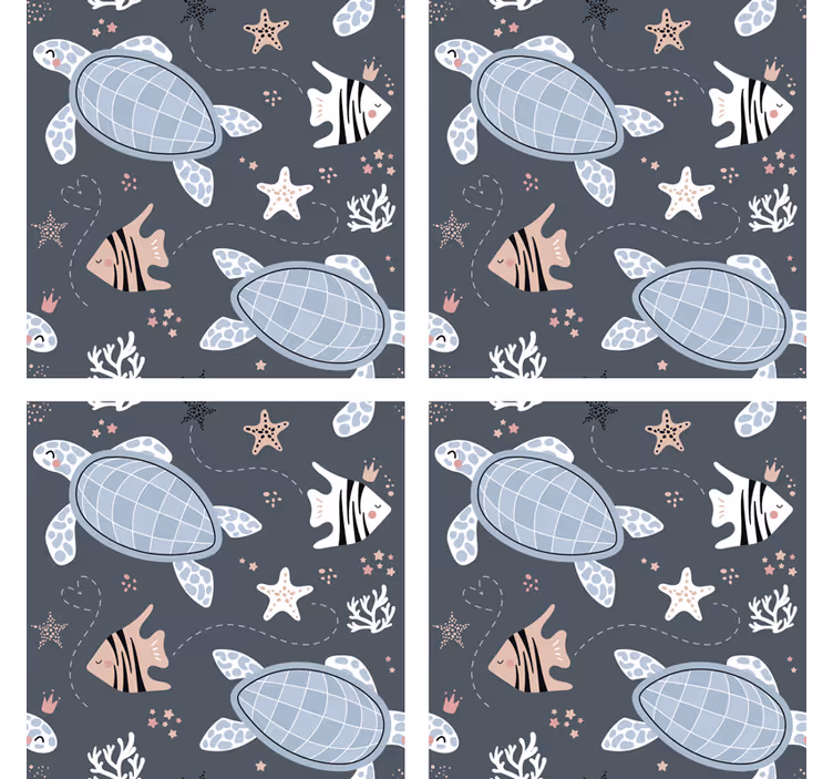Posavasos tortugas y peces en el agua - TenVinilo