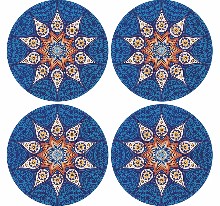 Portavasos diseño intrincado de mandala azul - TenVinilo