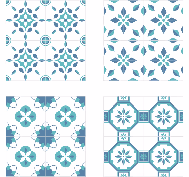 Portavasos azulejo patrón floral - TenVinilo