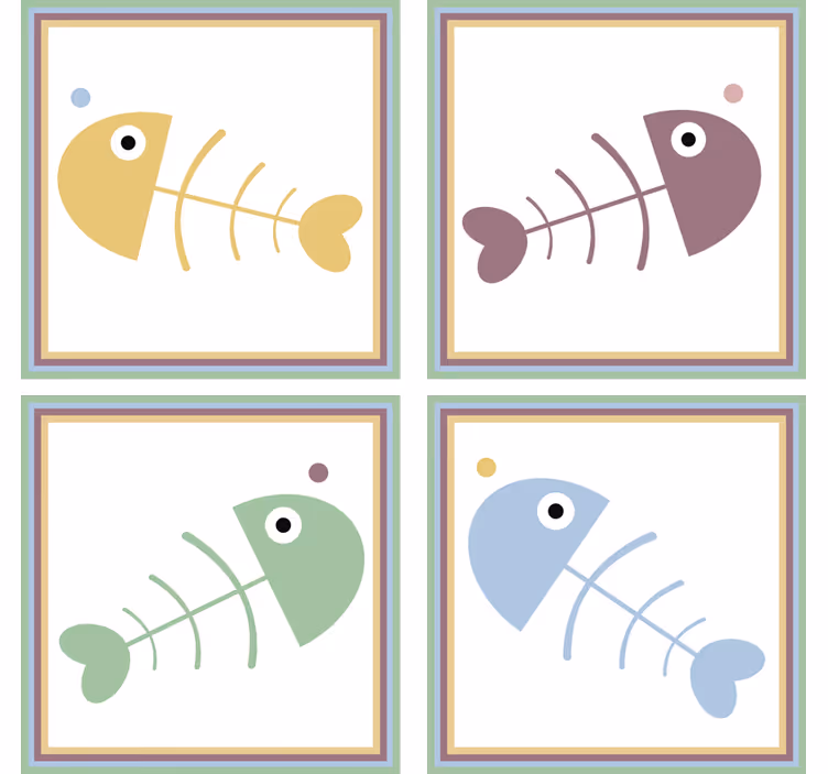 Portavasos esqueletos de peces coloridos - TenVinilo