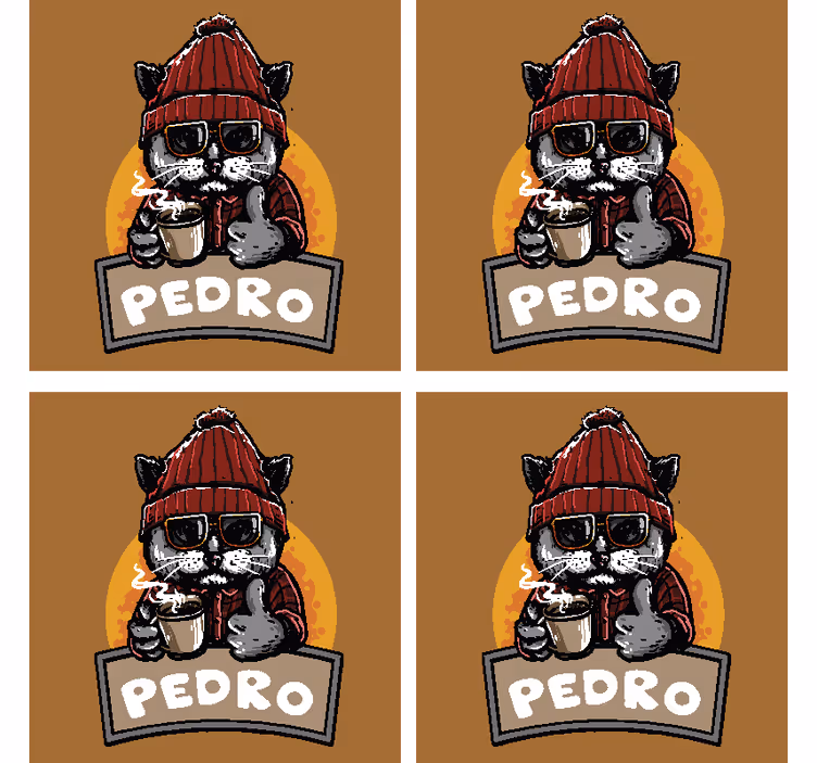 Portavasos frikis gato cool sosteniendo café - TenVinilo