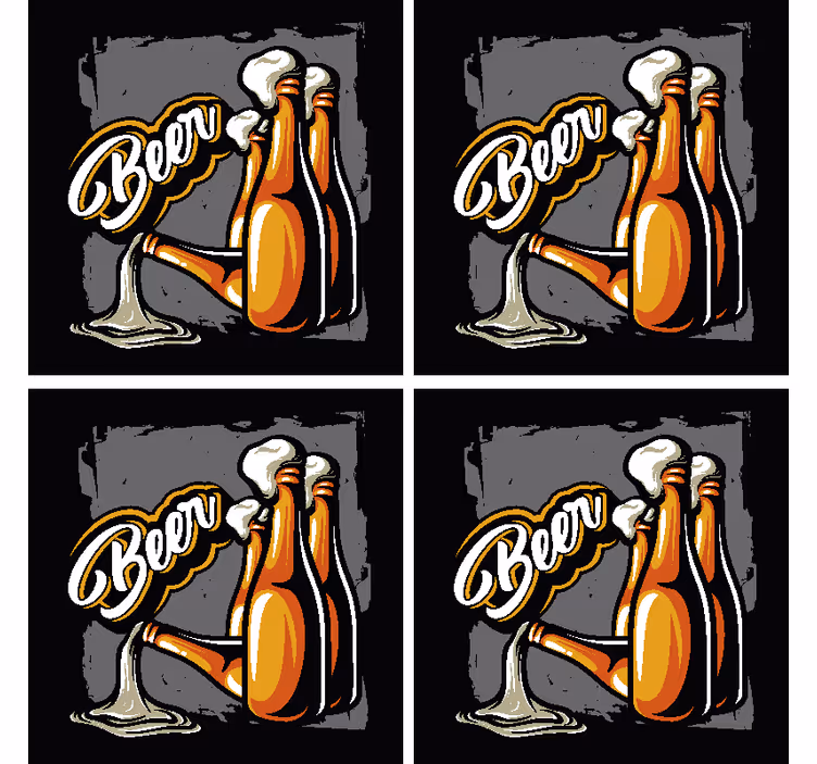 Posavasos cerveza botellas con fondo negro - TenVinilo