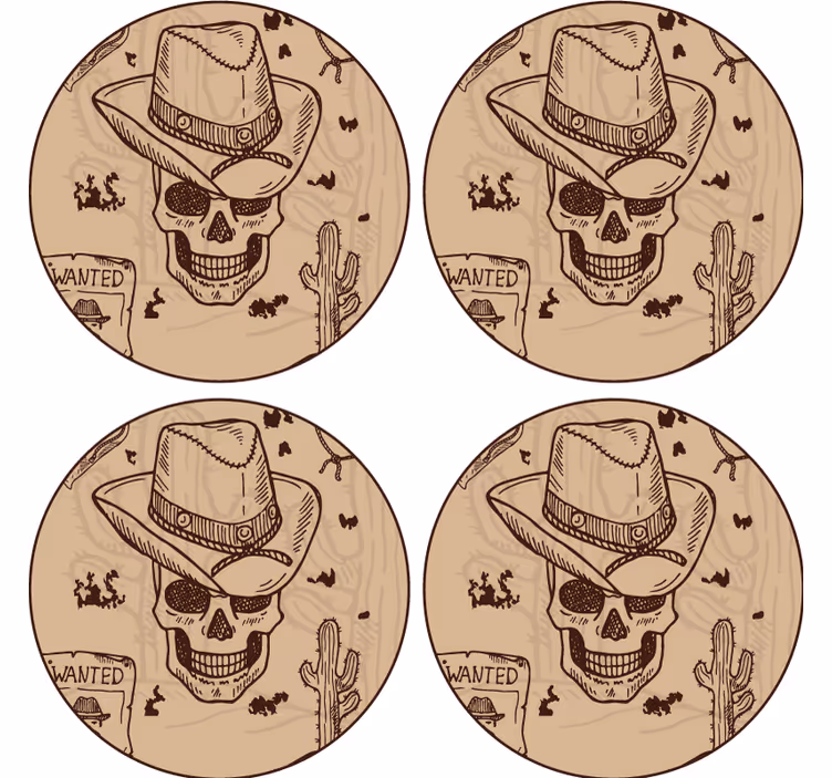 Portavasos frikis calavera con sombrero vaquero - TenVinilo