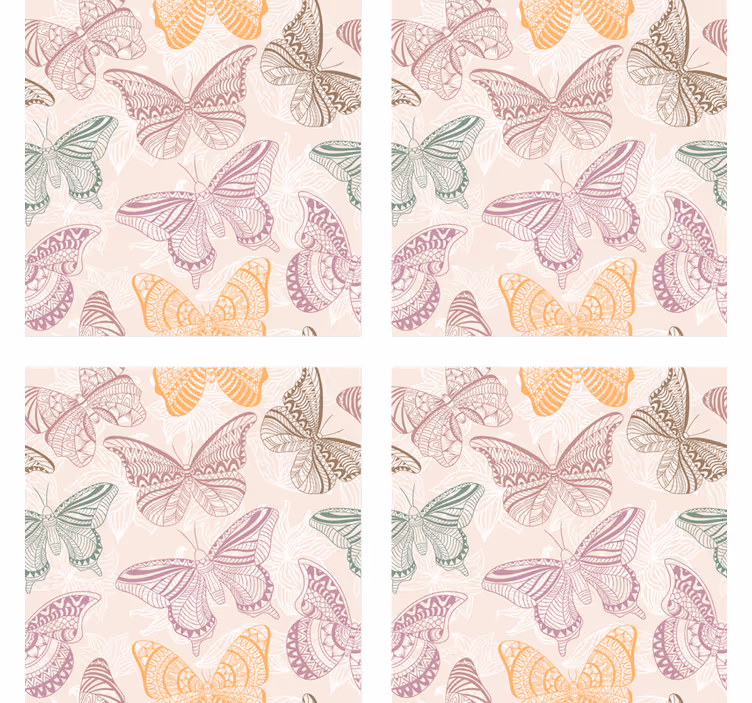 Portavasos con detallados patrones de mariposas - TenVinilo