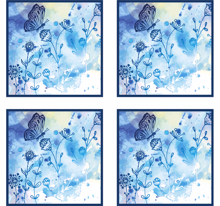 Portavasos motivo floral acuarela - TenVinilo