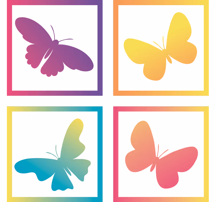 Portavasos moderno siluetas de mariposas en tonos vibrantes - TenVinilo