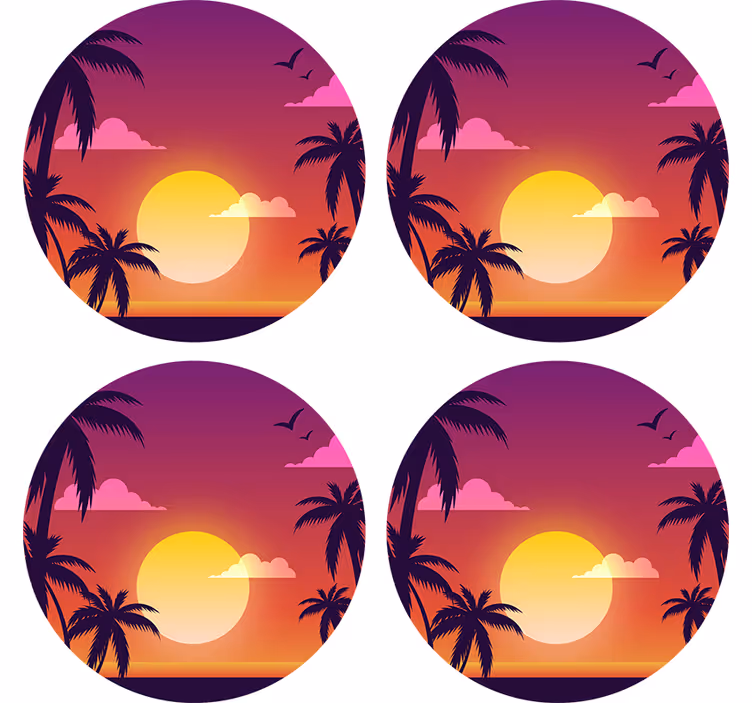 Portavasos frikis motivo atardecer tropical - TenVinilo