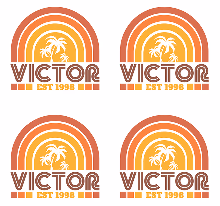Portavasos personalizable emblema de palmeras retro - TenVinilo