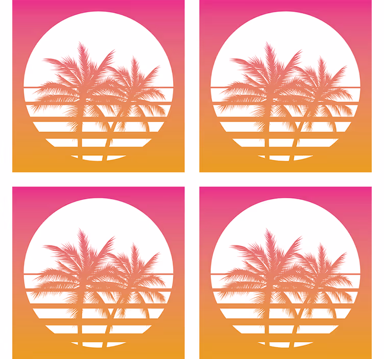 Portavasos frikis silueta de atardecer tropical - TenVinilo