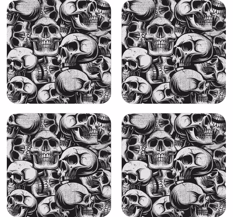 Portavasos frikis patrón de calaveras monocromo - TenVinilo