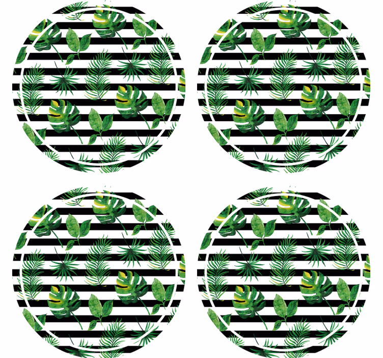 Portavasos idea de hoja tropical - TenVinilo