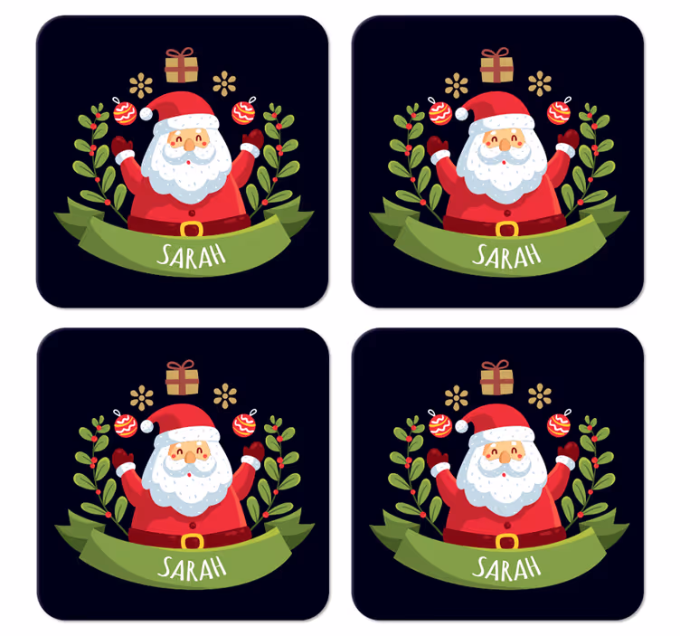 Posavasos navideño Santa claus con nombre - TenVinilo