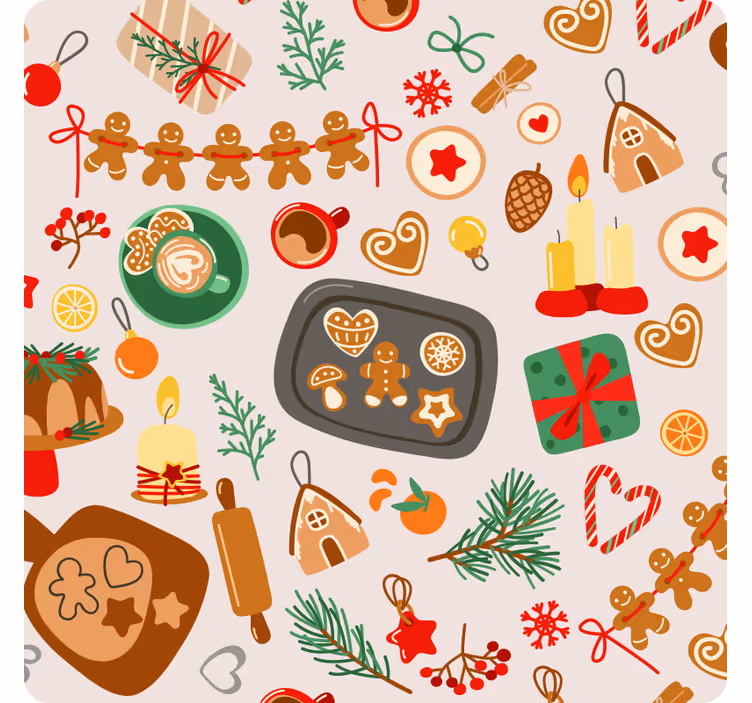 Posavasos navideño Patrón de dulces navideños - TenVinilo
