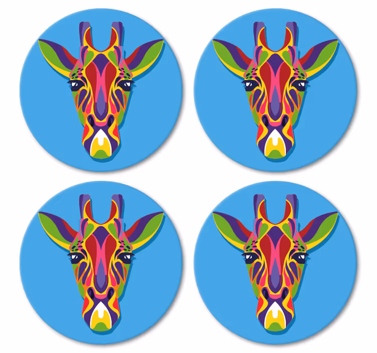 Posavasos moderno Pintura jirafa multicolor - TenVinilo