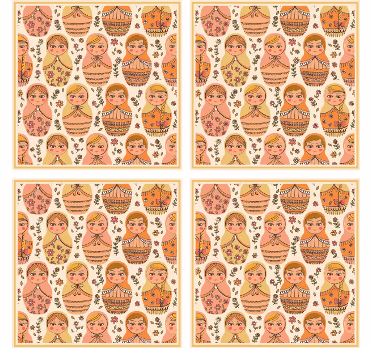 Portavasos frikis patrón colorido de matryoshkas - TenVinilo