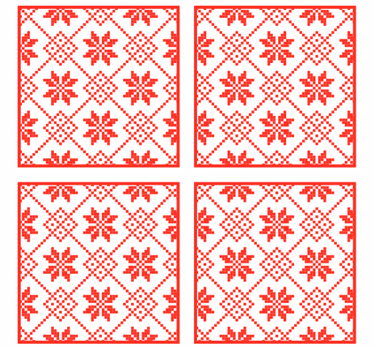 Portavasos navideño con patrón floral rojo - TenVinilo