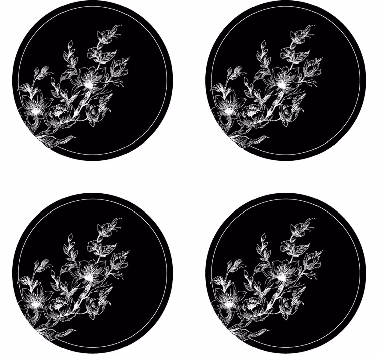 Portavasos arte lineal floral - TenVinilo