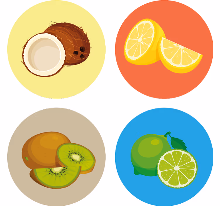 Portavasos moderno colección de ilustraciones de frutas - TenVinilo