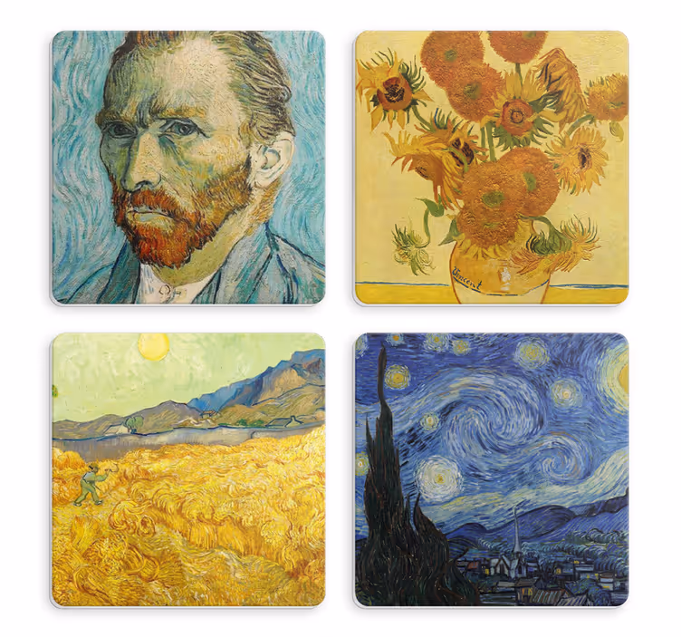 Portavasos vintage retrato de vincent y girasoles - TenVinilo