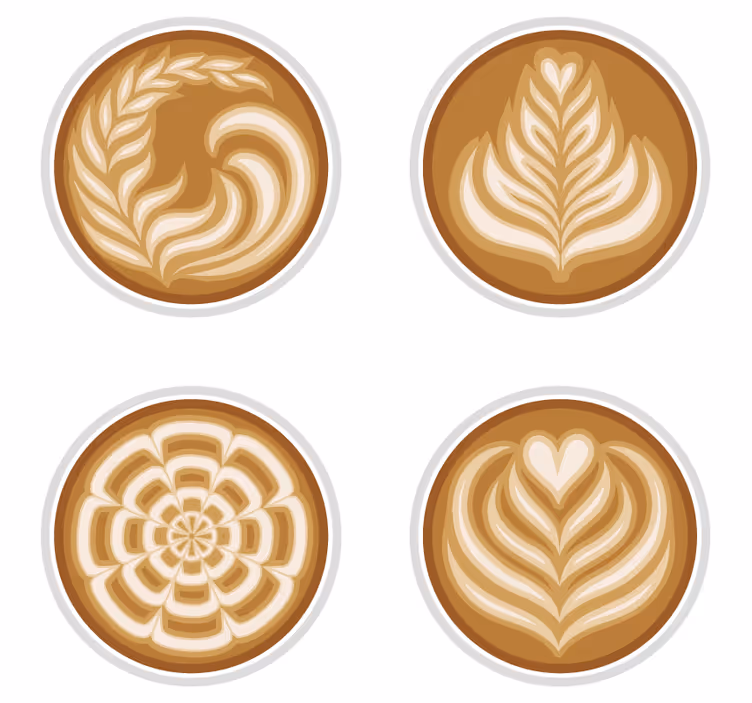 Portavasos frikis con patrones de arte latte - TenVinilo