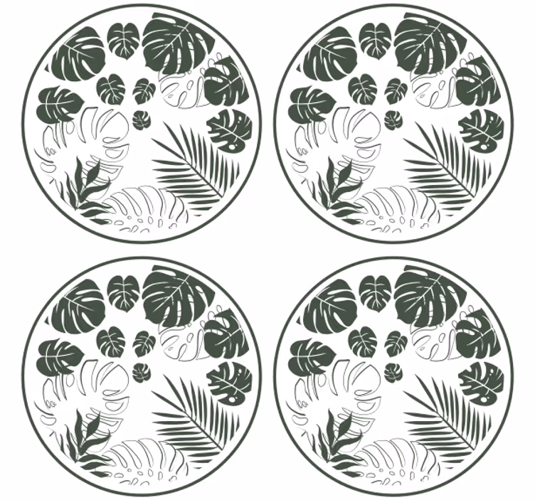 Portavasos motivo circular de vegetación lujosa - TenVinilo