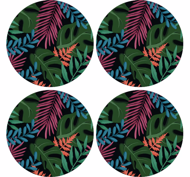 Portavasos patrones de hojas tropicales - TenVinilo