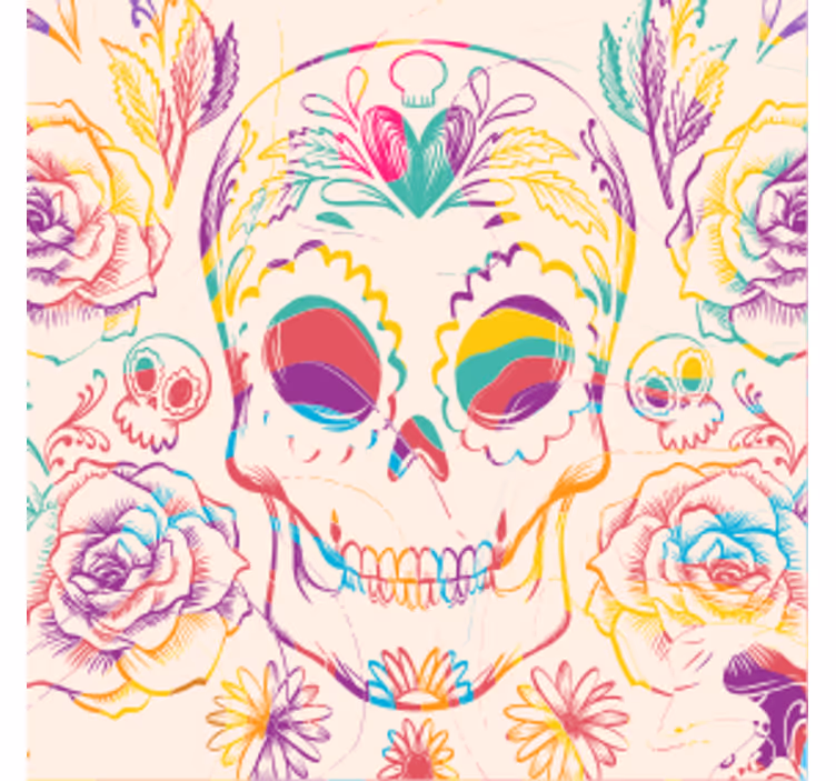 Portavasos halloween calavera floral colorida - TenVinilo
