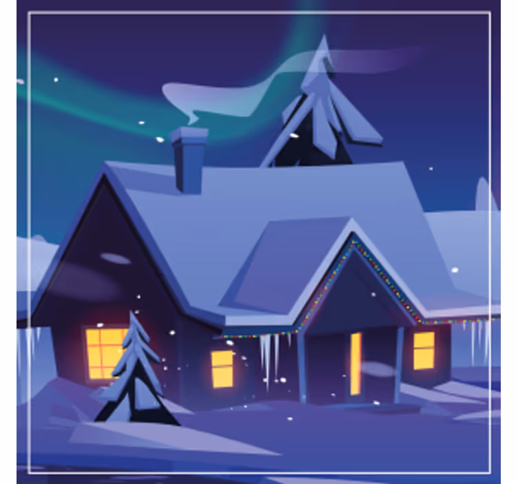 Portavasos navideño cabaña nevada con luces - TenVinilo