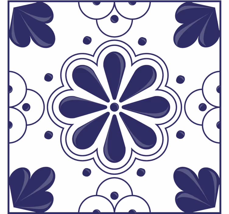 Posavasos azulejo Motivo floral - TenVinilo