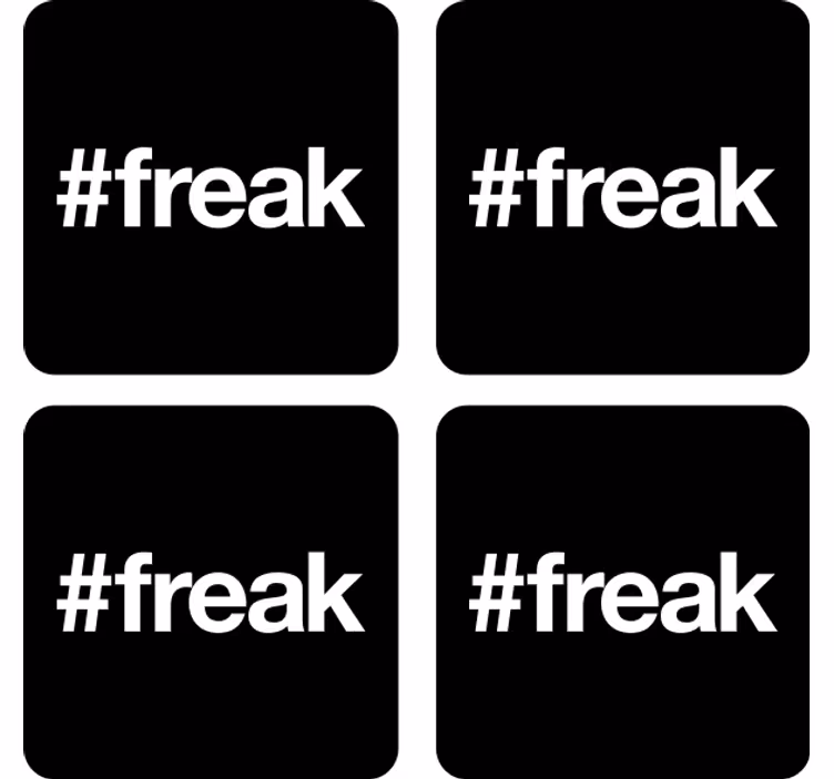 Portavasos frikis fondo negro con hashtag - TenVinilo