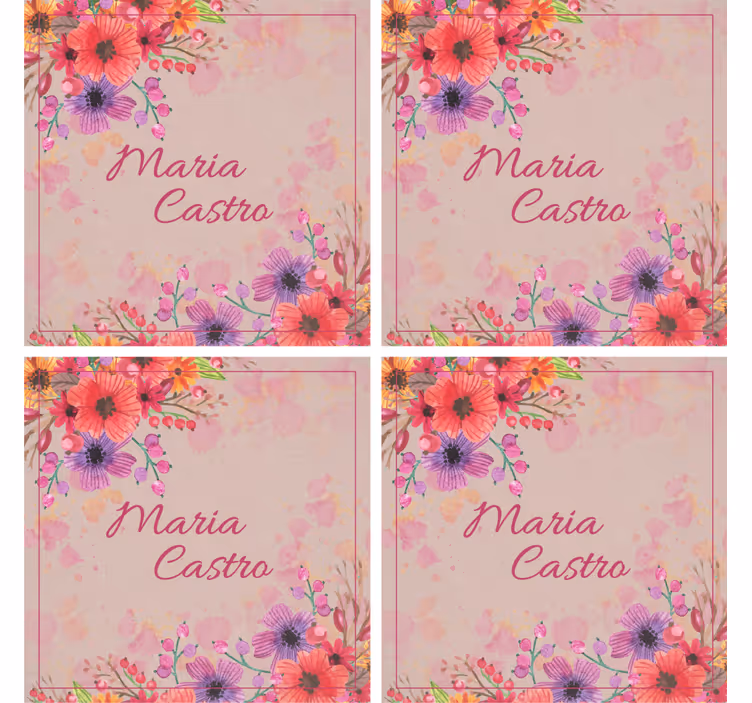 Portavasos personalizable con mejoras florales - TenVinilo