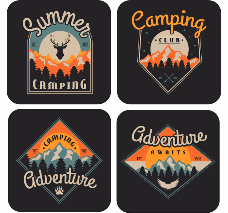 Portavasos vintage gráficas de aventura camping - TenVinilo
