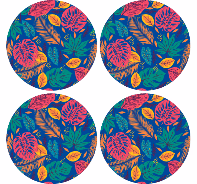 Portavasos estampado de hojas tropicales - TenVinilo