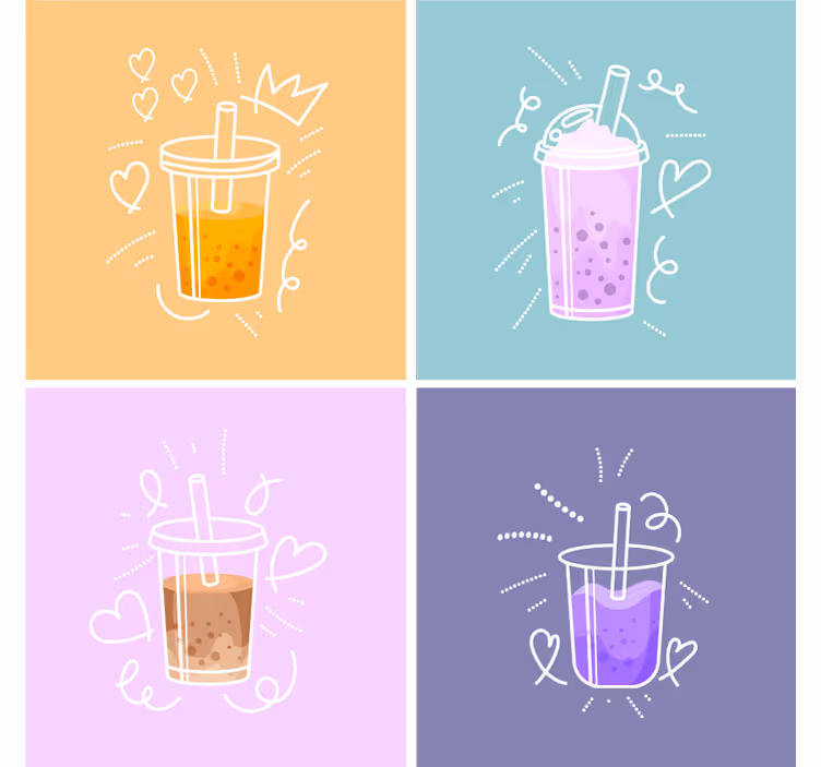 Portavasos moderno ilustraciones de bebidas coloridas - TenVinilo