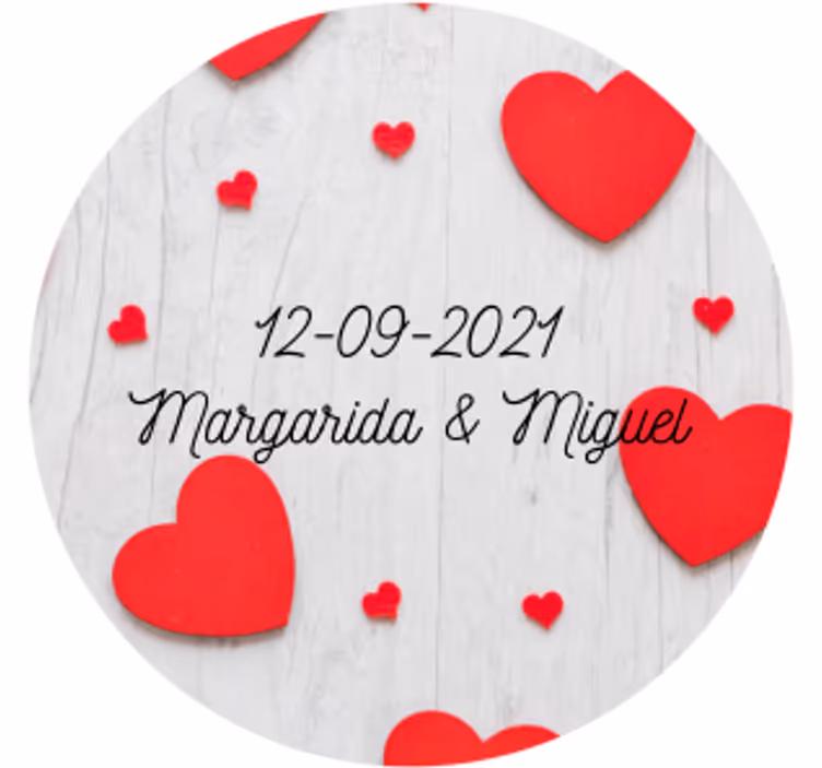 Posavasos boda Patrón de madera romántico con fecha - TenVinilo