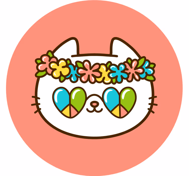 Portavasos frikis gato con corona de flores - TenVinilo