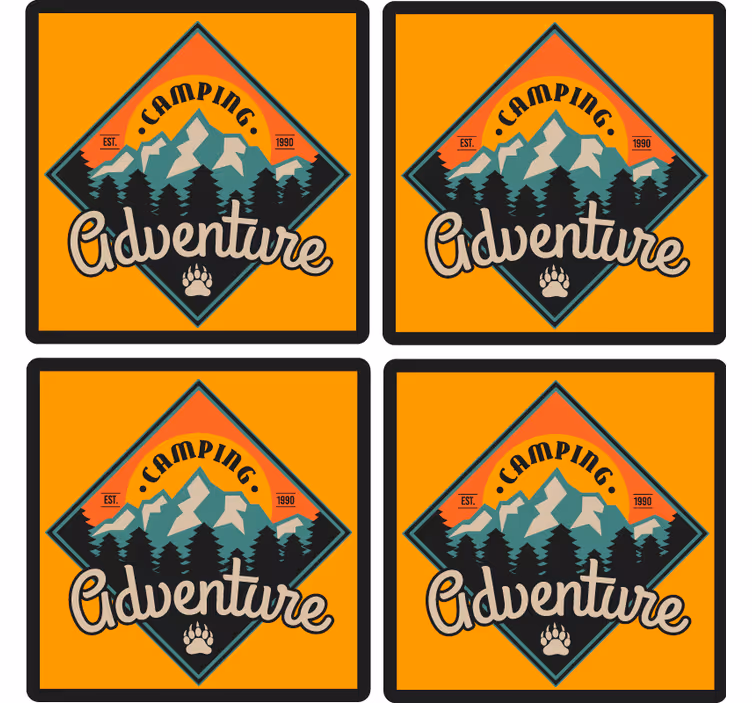 Portavasos con frases insignia de aventura camping - TenVinilo