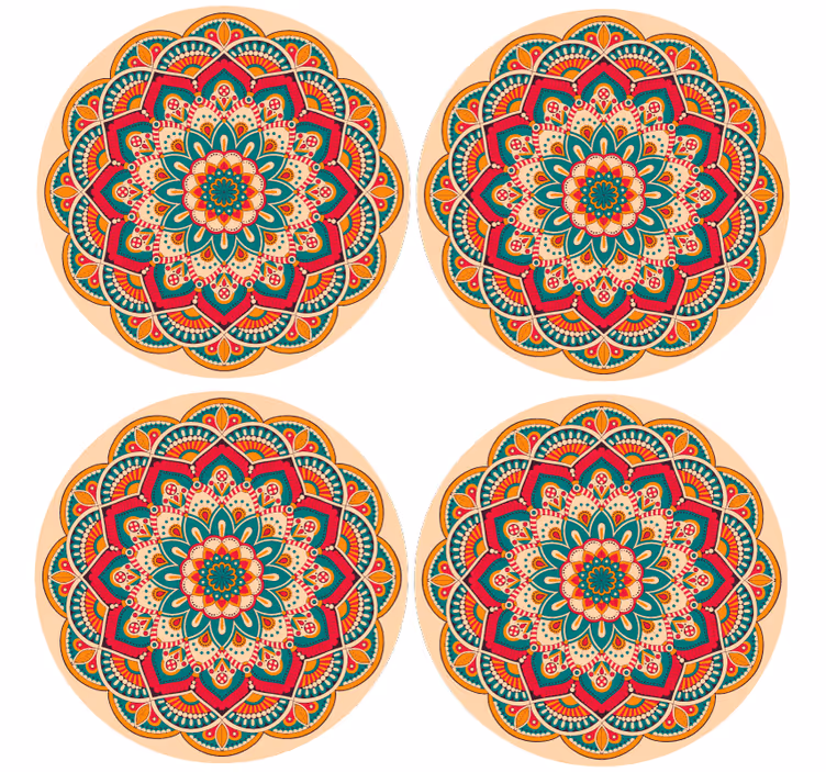 Portavasos moderno con diseño redondo de mandalas - TenVinilo
