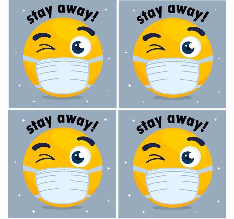 Portavasos emoji guiñando con mascarilla - TenVinilo
