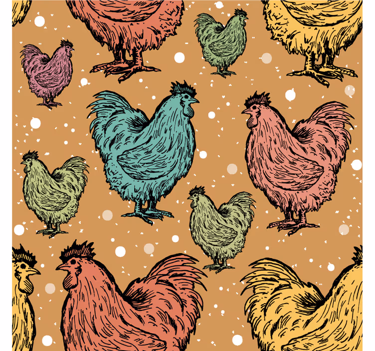Portavasos frikis patrones de gallinas coloridas - TenVinilo