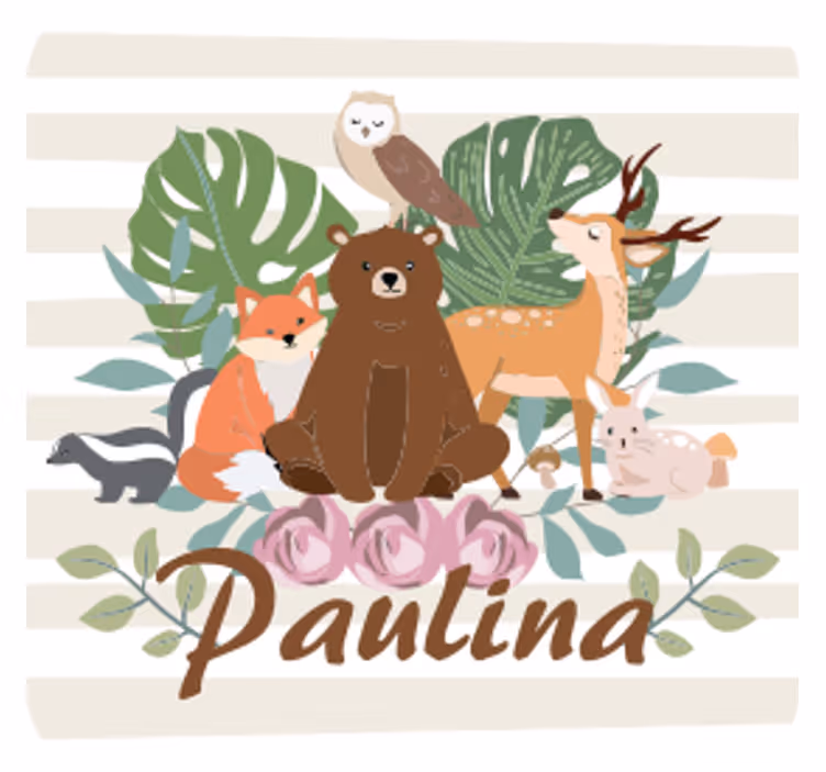 Posavasos personalizable Animales del bosque femeninos personaliz - TenVinilo