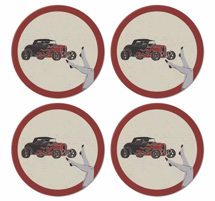 Portavasos vintage hot rod llamante - TenVinilo