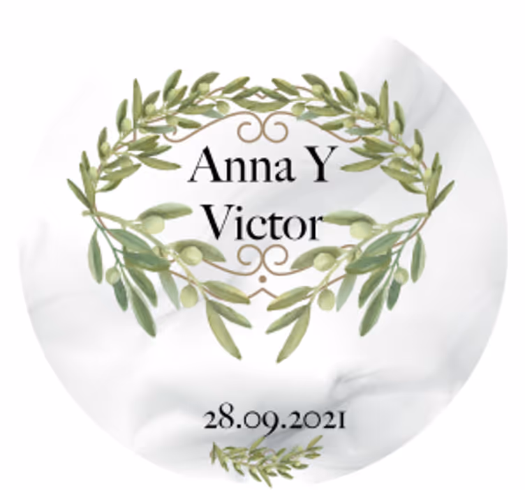 Portavasos boda emblema de laurel olivo - TenVinilo
